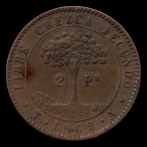 HONDURAS 2 PESOS 1862