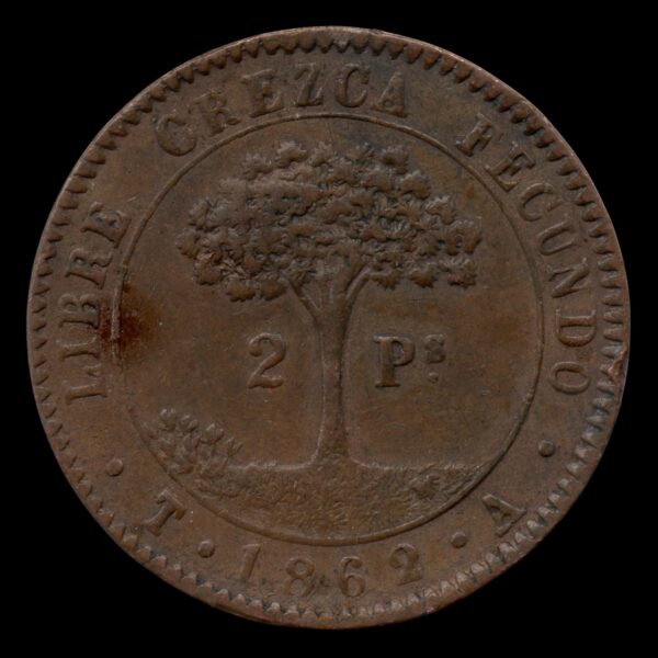 HONDURAS 2 PESOS 1862