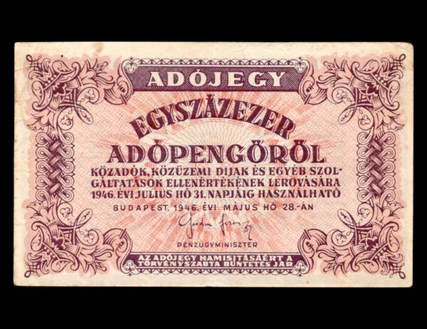 Hungria 100.000 Adopengo 1946 28 May P#144