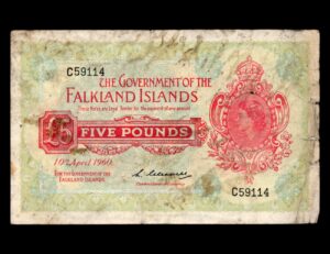 Malvinas 5 Pounds 1960 Elizabeth ll P#9