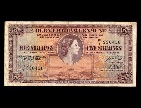 Bermuda 5 Shillings 1957 P#18b