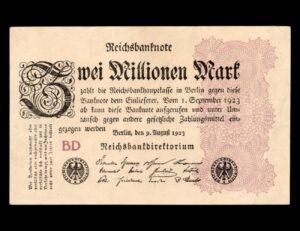 Zwei Millionen Mark Dinero de la Inflación de Billetes de la República de Weimar