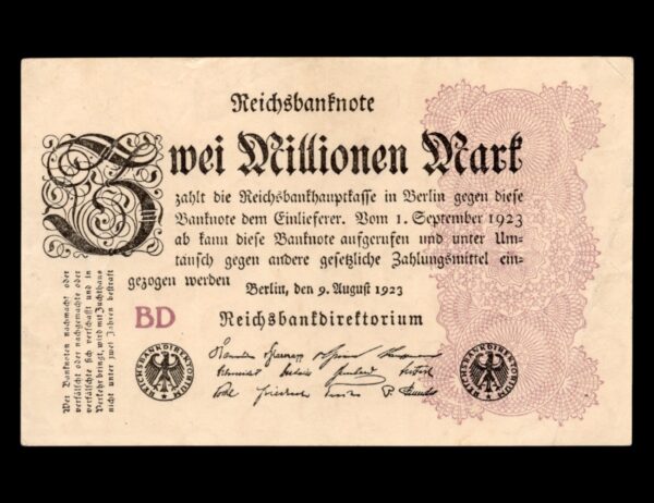 Zwei Millionen Mark Dinero de la Inflación de Billetes de la República de Weimar