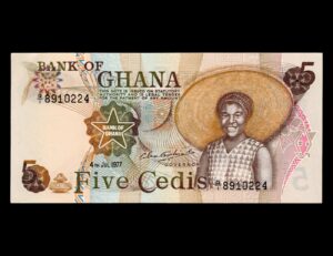 Ghana 5 Cedis 1977 P#15b