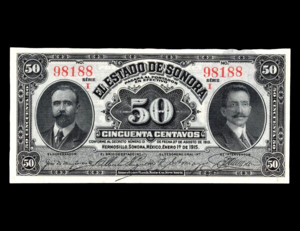 Mexico Estado De Sonora 50 Centavos 1915 P#S170