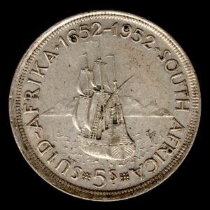 Sudáfrica 5 Shillings 1952 Fundación de Ciudad del Cabo KM#41