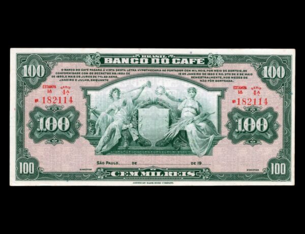 Brasil 100 Mil Réis 1929 Banco do Café 	P# S541