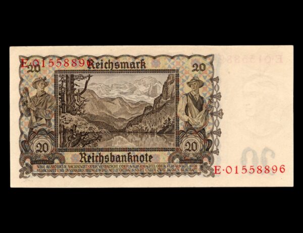 Alemania 3er Reich 20 Reichsmark 1939 P#185 - Imagen 2