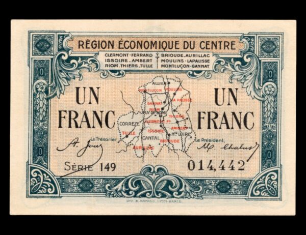 Un Franc Region Economique Du Centre - Imagen 2
