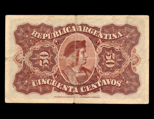 Argentina 50 Centavos Urquiza 1896 Bot#1052 - Imagen 2