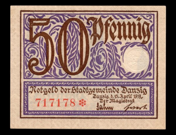 Danzig 50 Pfennig 1919 P#11 - Imagen 2