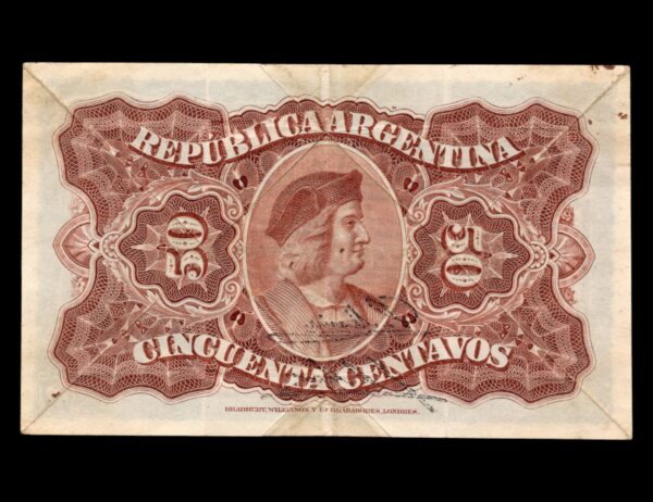 Argentina 50 Centavos Urquiza Areco Marin Bot#1051 - Imagen 2