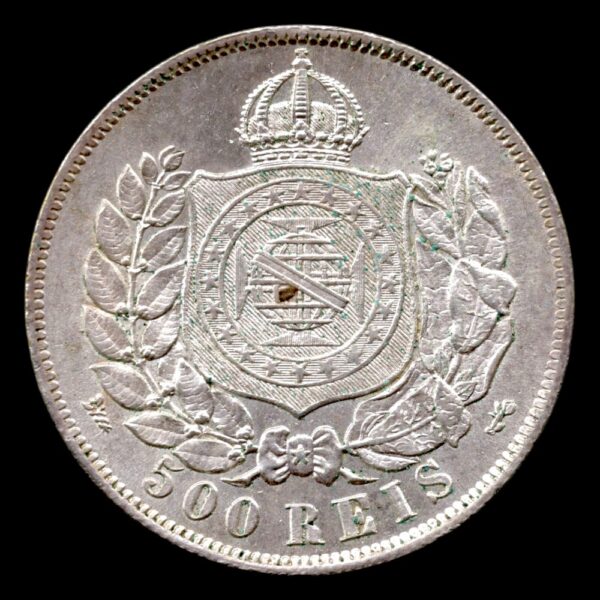Brasil 500 Reis 1868 KM# 472 - Imagen 2