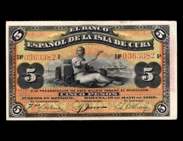 Cuba 5 Pesos 1896 P#48b