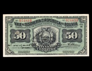 Vale Tesoreria De La Republica De Bolivia 50 Centavos