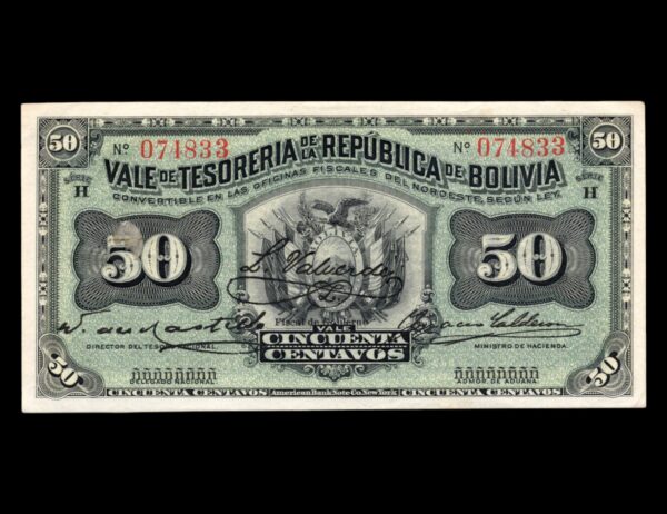 Vale Tesoreria De La Republica De Bolivia 50 Centavos