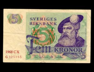 Suecia 5 Kronor 1968 P#51