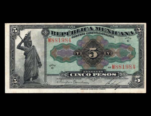Mexico Republica Mexicana 5 Pesos 1915 P#S685
