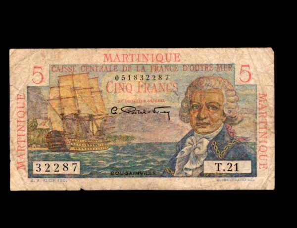 Martinica Francia De Ultramar 5 Francs Bougain Ville 1947-49 P#27