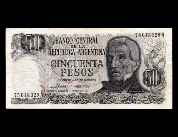 Argentina 50 Pesos Ley 18.188 Bot#2731 Error