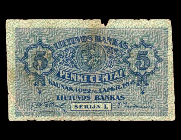 Lituania 5 Centai 1922 P#9
