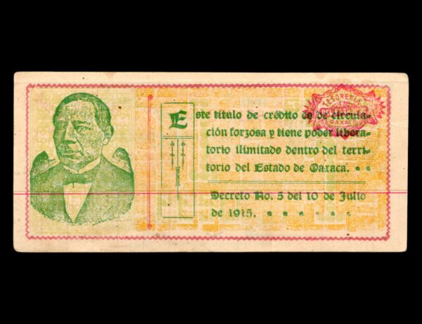 Mexico La Tesoreria General de Oxaca 1 Peso 1915 P#5953 - Imagen 2