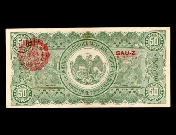 Mexico Chihuahua 50 Centavos 1914 P#S528 - Imagen 2