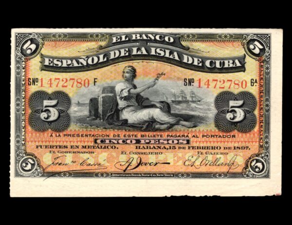 Cuba  5 Pesos 1896 P#48a