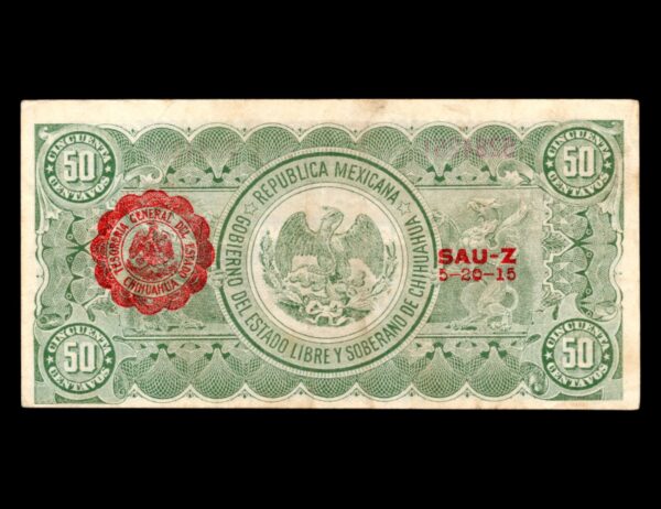 Mexico Chihuahua 50 Centavos 1914 P#S528 - Imagen 2