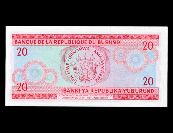 Burundi 20 Franc 1979 P#27 - Imagen 2