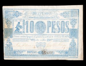 Paraguay 10 Pesos 1865 P#26