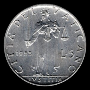 Vaticano 5 Liras 1953